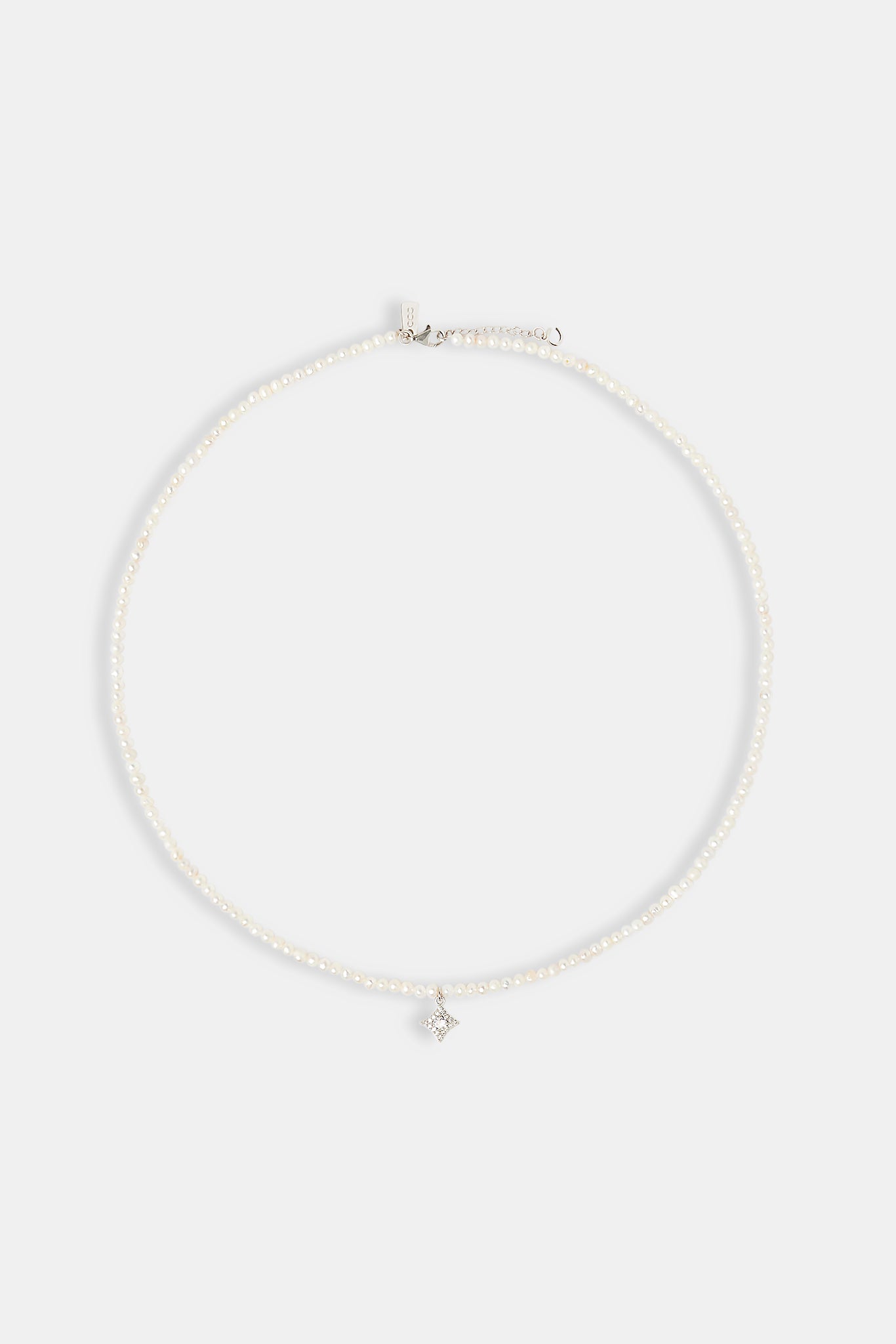 Iced Star Motif Freshwater Pearl Necklace - 10mm